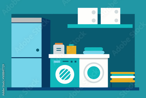 Clean Modern Laundry Room with Stacked Appliances Home Design