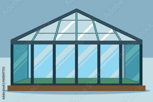 Clean Empty Modern Greenhouse with Glass Panels Architectural Design