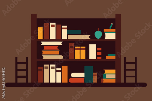 Home Library with Dark Wood Built In Bookshelves Classic Design
