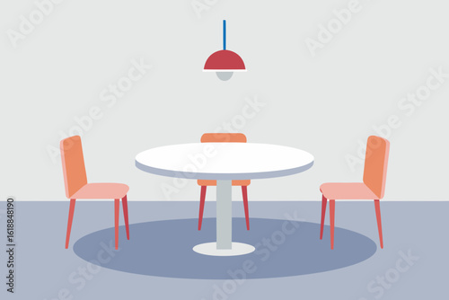 Minimalist Dining Room Featuring Round Marble Table Modern Design