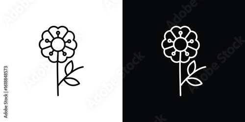 Wild rose icon set,vector and illustration