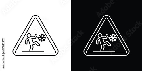 Slippery ice signs set,vector and illustration