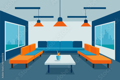 Modern Office Lounge with Modular Furniture for Flexible Work Space