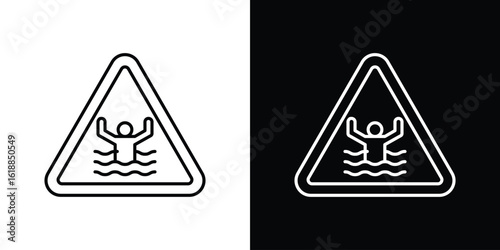 Risk of drowning warning signs set,vector and illustration