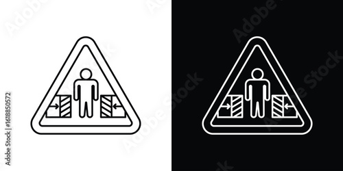 Risk of crushing warning signs set,vector and illustration