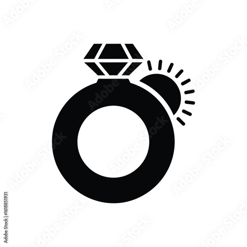 Diamond Ring with Sun Icon Silhouette.