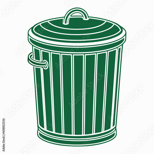 Green compost bin with lid and handles vector icon