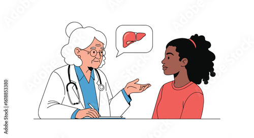 Doctor consults patient discussing liver health and medical advice for a better life