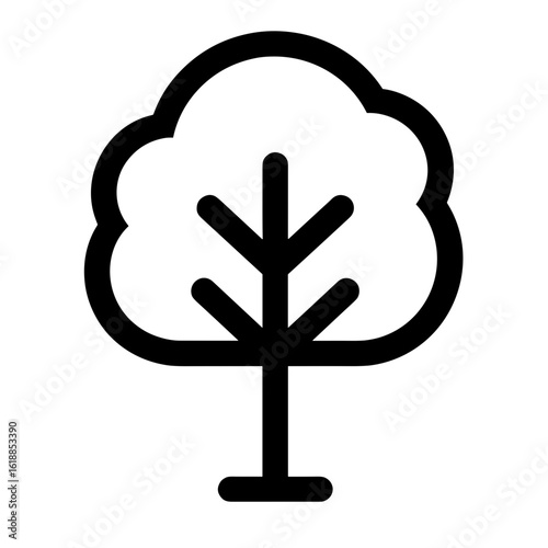 Minimalist icon of a stylized tree with rounded canopy. Concept of environmental protection and reforestation - nature care - eco awareness