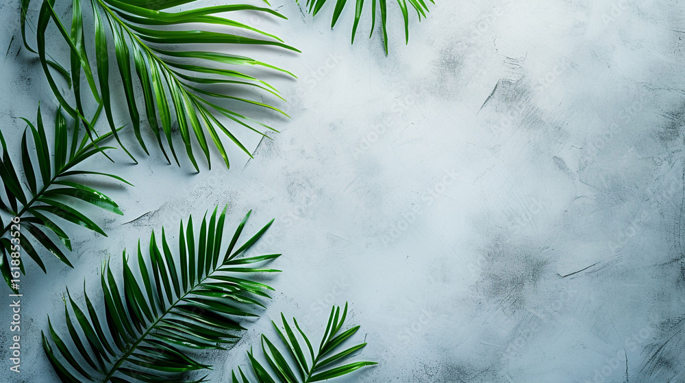 Naklejka premium Palm branches in a stylish flat background