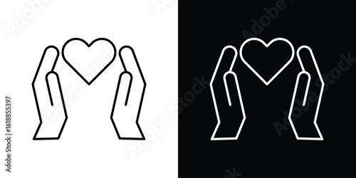 Heart and hands icon set,vector and illustration