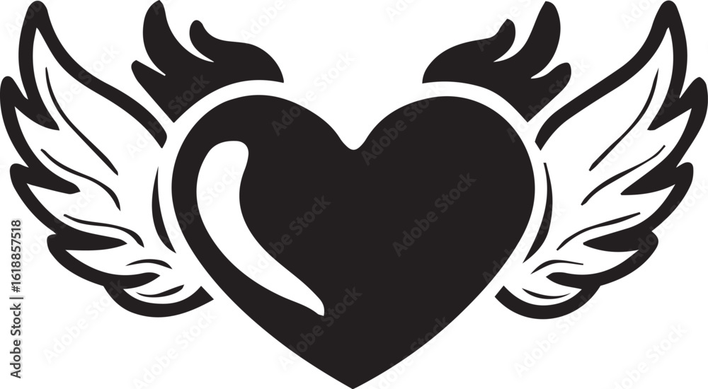 Obraz premium Flying Heart Symbol for Love and Freedom Theme