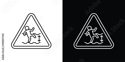 Deep water warning signs set,vector and illustration