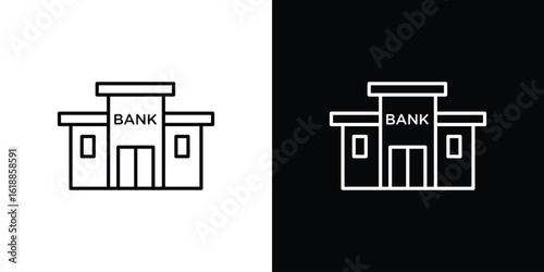 Bank building icon set,vector and illustration