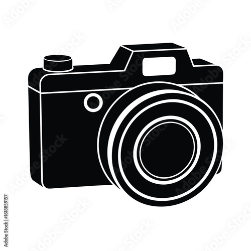 Isolated on white, this retro film camera with a classic lens captures the essence of vintage photographic technology, blending old-school charm with digital clarity