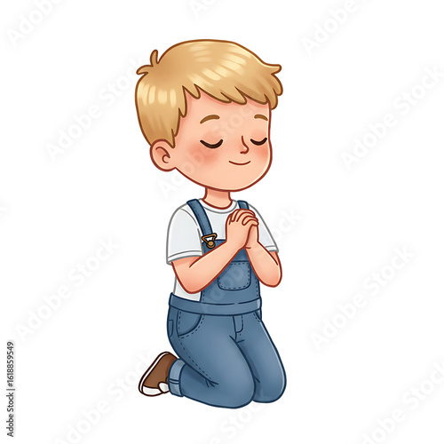 Illustration Child Praying With Transparent Background