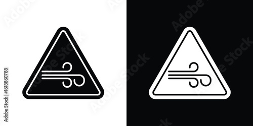 Wind warning signs silhouette set. vector pictograms for ui