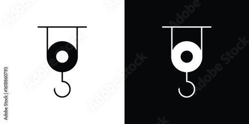 Winch hook icon silhouette set. vector pictograms for ui
