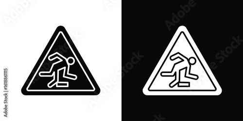 Tripping hazard warning signs silhouette set. vector pictograms for ui