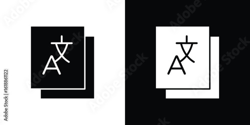 Translation icon silhouette set. vector pictograms for ui