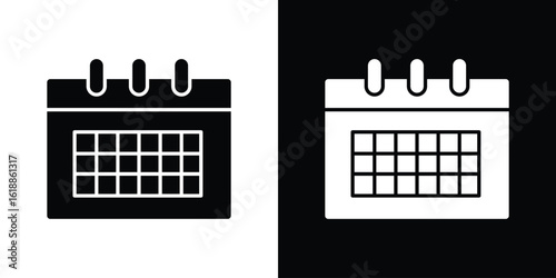 Table calendar icon silhouette set. vector pictograms for ui