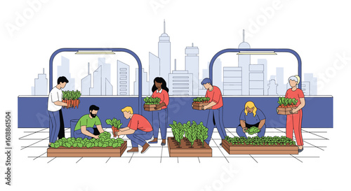 Urban community gardening project cultivating fresh produce for city residents building a greener healthier future together
