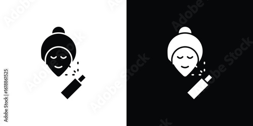 Spray on face icon silhouette set. vector pictograms for ui