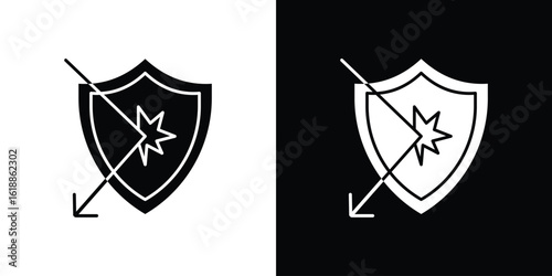 Protection from attack icon silhouette set. vector pictograms for ui