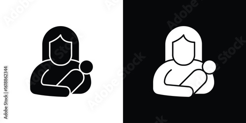 Postnatal care icon silhouette set. vector pictograms for ui