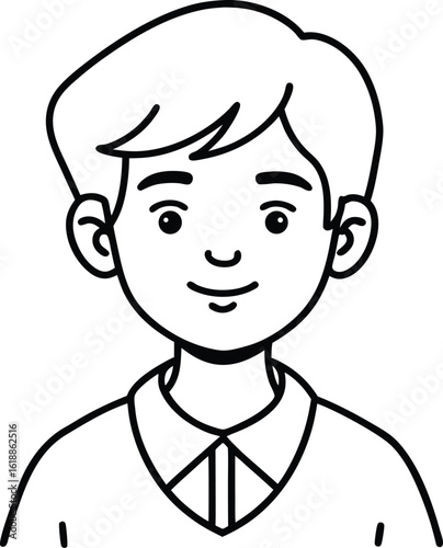 student avatar flat vector line art white background gentle smile