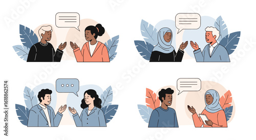 Diverse people engaging in respectful dialogue and communication representing understanding and collaboration in society