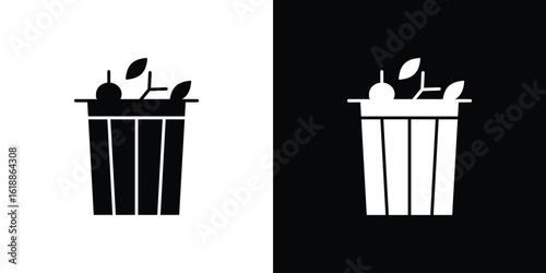 Food waste icon silhouette set. vector pictograms for ui