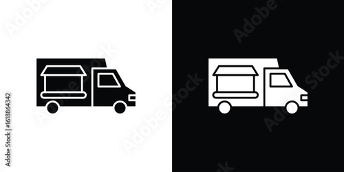 Food truck icon silhouette set. vector pictograms for ui