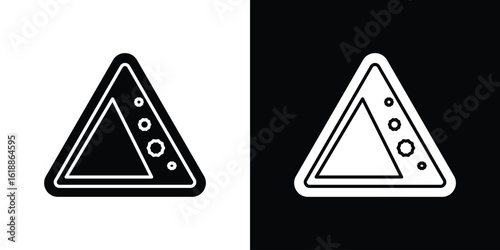 Falling rocks or debris warning road signs silhouette set. vector pictograms for ui