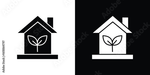 Eco house icon silhouette set. vector pictograms for ui