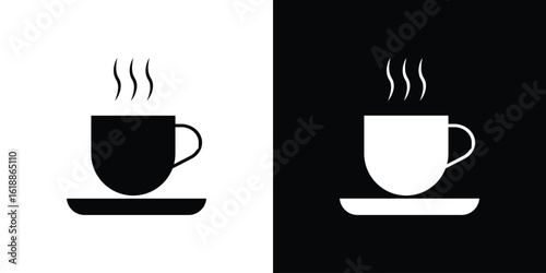 Cup of coffee icon silhouette set. vector pictograms for ui