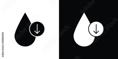 Crude oil barrel price falling down icon silhouette set. vector pictograms for ui
