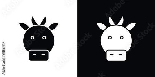 Cow icon silhouette set. vector pictograms for ui