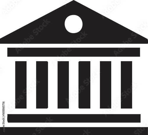 Black bank building icon isolated on white background