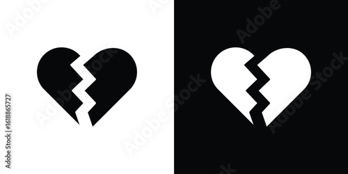 Broken heart icon silhouette set. vector pictograms for ui