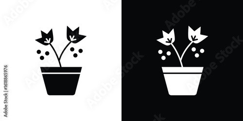Berry shrubs and vines icon silhouette set. vector pictograms for ui