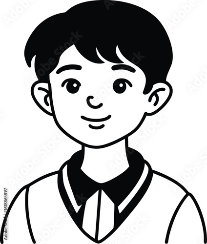student avatar flat vector line art white background laughing