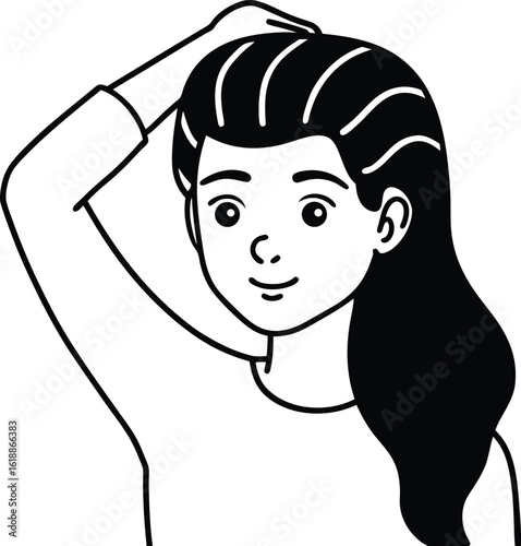 student avatar flat vector line art white background smiling softly