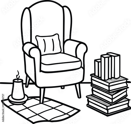 cozy study nook with books rug and armchair