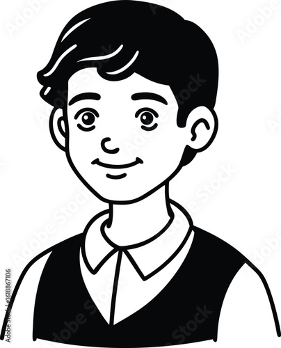 student avatar flat vector line art white background gentle smile