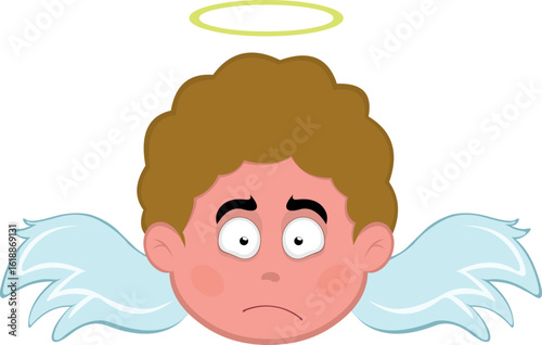 vector illustration face angel character cartoon, with facial blush and an embarrassing expression