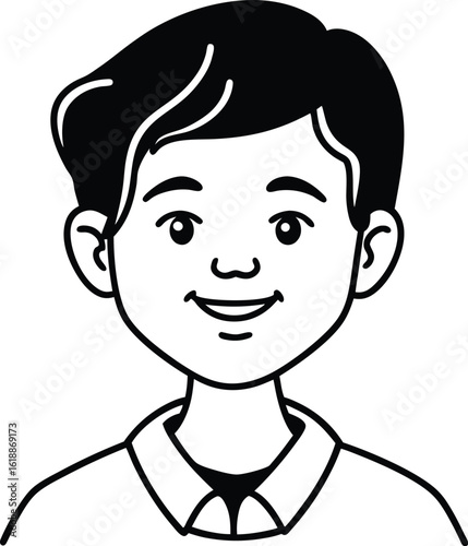 student avatar flat vector line art white background relaxed posture