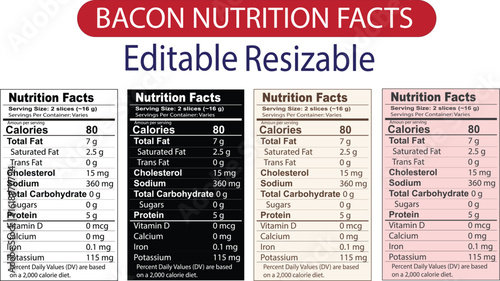 bacon nutrition facts, bacon nutrition label, bacon nutrition facts label, bacon nutrition information and Bacon Nutrition Facts Label Template