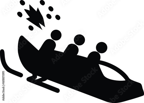 Bobsled Team in Motion with Motion Lines and Sparks Silhouette winter sport racing