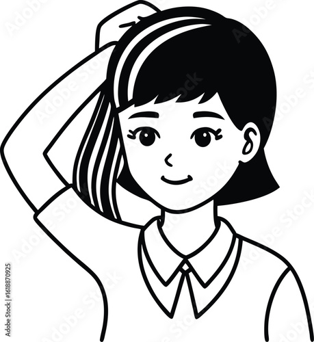 student avatar flat vector line art white background attentive eyes